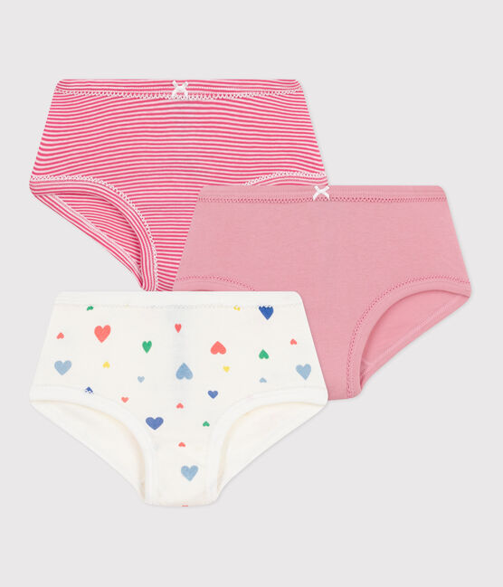 Lot de culottes enfant en coton taille haute imprimé cœurs variante 1