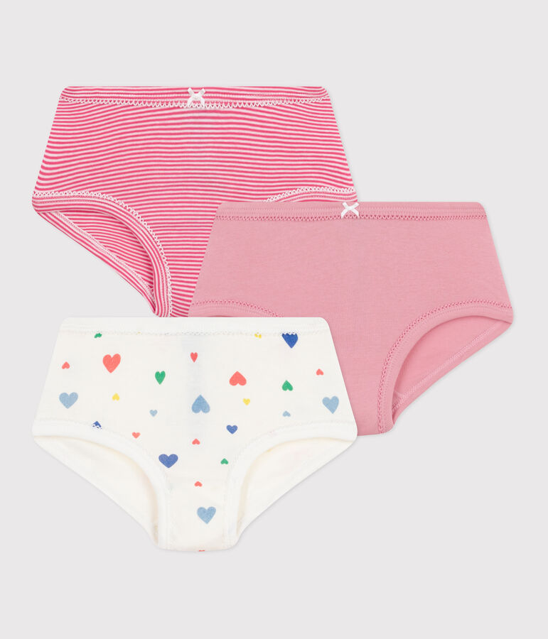 Lot de culottes enfant en coton taille haute imprim&eacute; c&oelig;urs variante 1