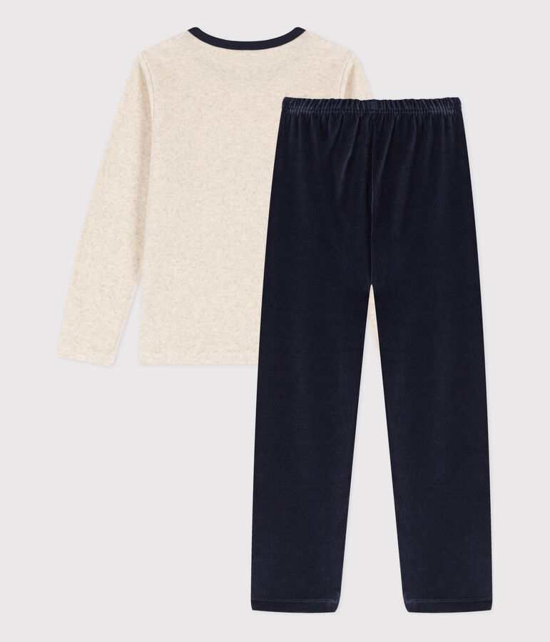 Pyjama renard en velours enfant bleu SMOKING/blanc MULTICO