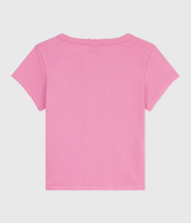 Tee-shirt enfant &agrave; manches courtes imprim&eacute; rose