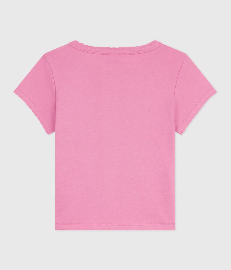 Tee-shirt enfant &agrave; manches courtes imprim&eacute; rose BOUDOIR