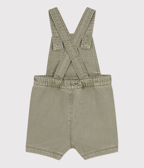 Salopette courte bébé en denim vert MARECAGE