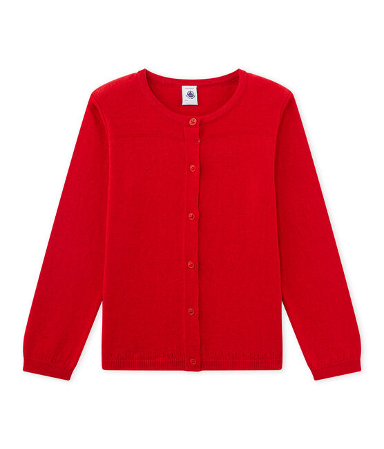 Cardigan fille en laine et coton rouge FROUFROU