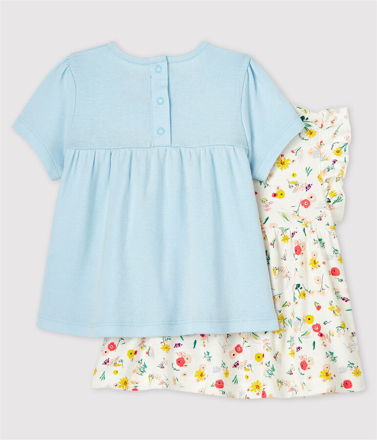 Lot de 2 blouses, unie et imprim&eacute;e, b&eacute;b&eacute; fille variante 1
