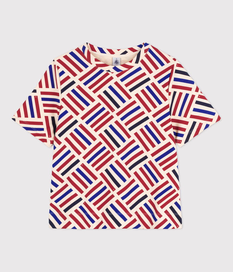 Tee-shirt LE BOXY en coton Femme &eacute;cru/rouge/multicouleur