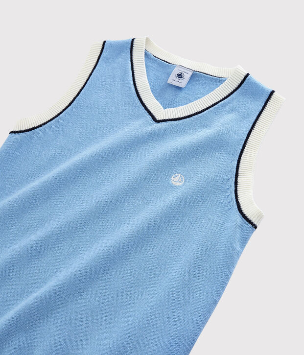 Pull sans manches en coton jersey enfant gar&ccedil;on gris