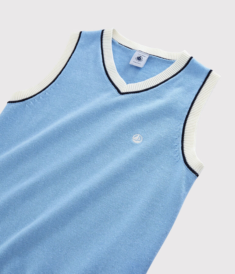 Pull sans manches en coton jersey enfant gar&ccedil;on gris