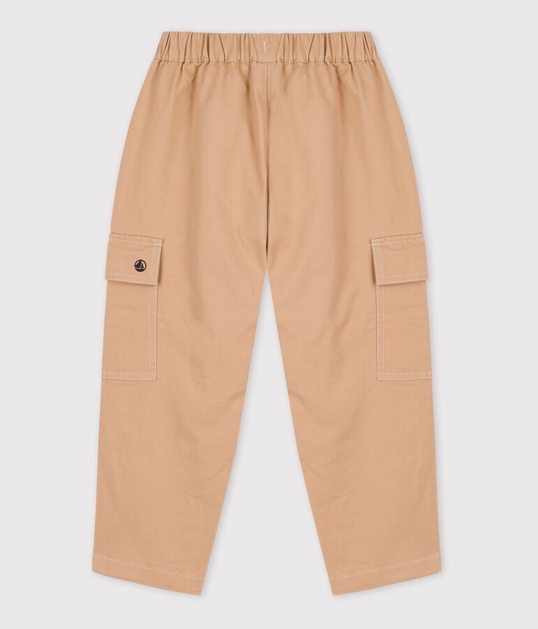 Pantalon cargo en serg&eacute; enfant fille / gar&ccedil;on beige TRENCH