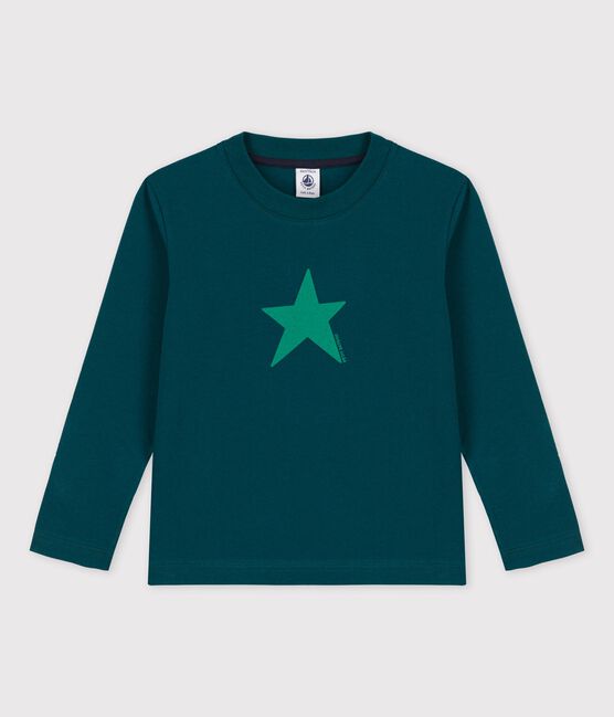 Tee-shirt manches longues en coton enfant garçon vert PINEDE