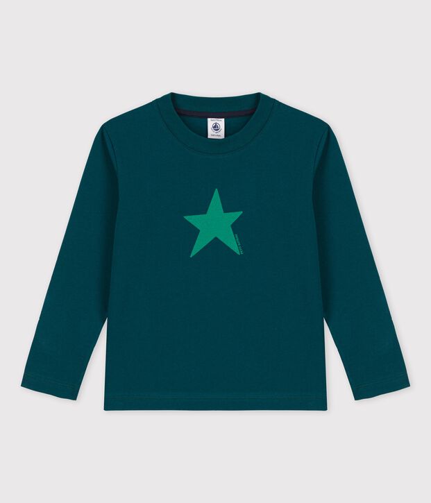 Tee-shirt manches longues en coton enfant gar&ccedil;on vert