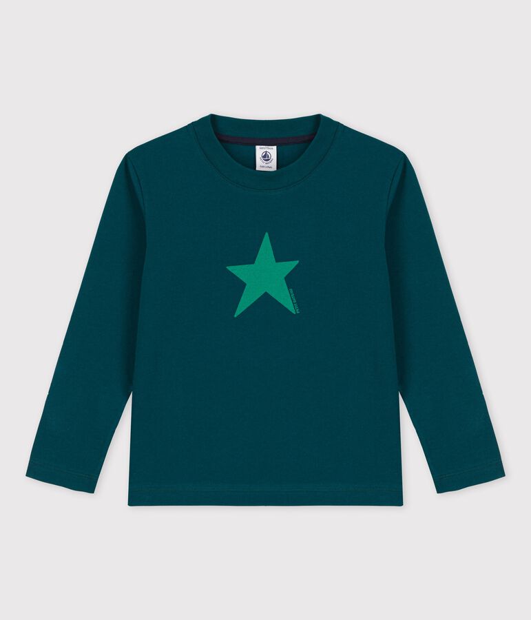 Tee-shirt manches longues en coton enfant gar&ccedil;on vert