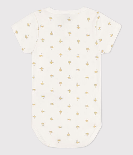 Body manches courtes bébé en coton imprimé palmier blanc MARSHMALLOW/blanc MULTICO
