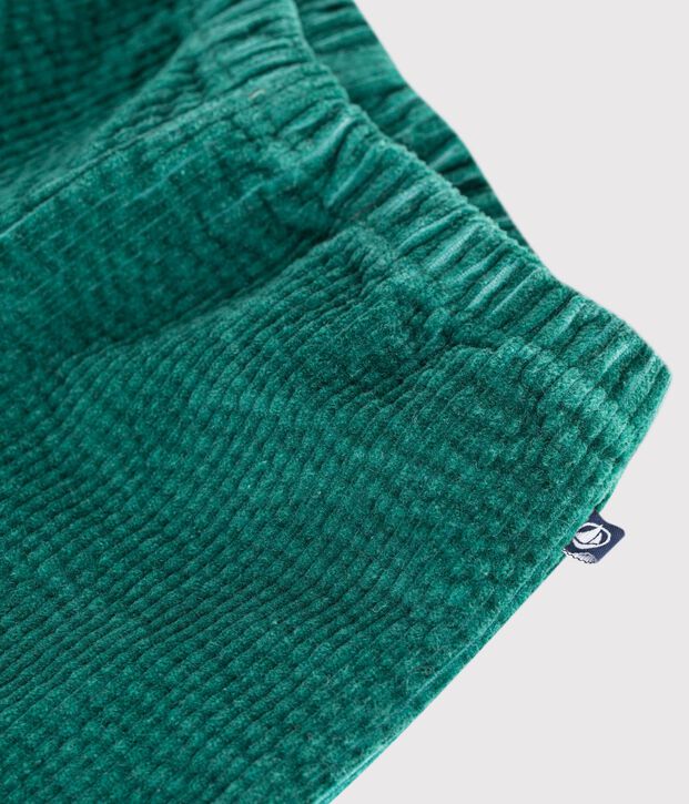 Pantalon b&eacute;b&eacute; en velours uni vert