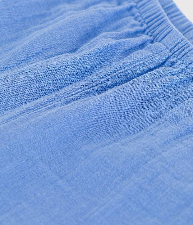 Pantalon b&eacute;b&eacute; en gaze de coton bleu
