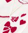 Cardigan enfant en laine et coton &agrave; motifs blanc/rouge