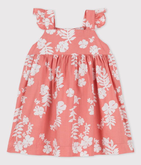 Robe imprimée Hawaï en popeline bébé rose PAPAYE/ MARSHMALLOW