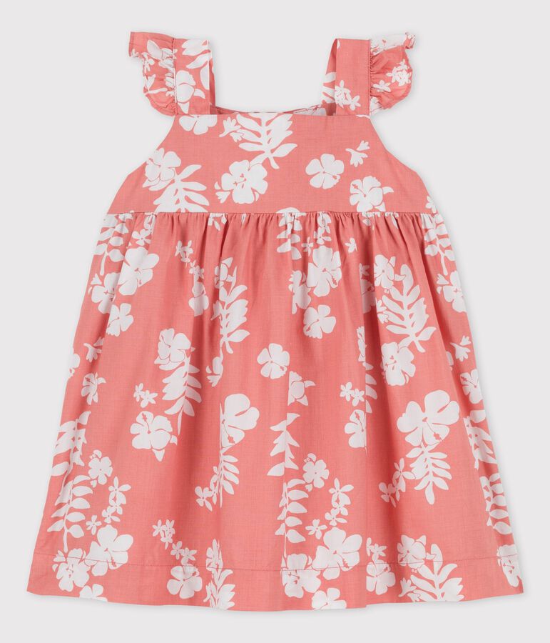 Robe imprim&eacute;e Hawa&iuml; en popeline b&eacute;b&eacute; rose PAPAYE/ MARSHMALLOW