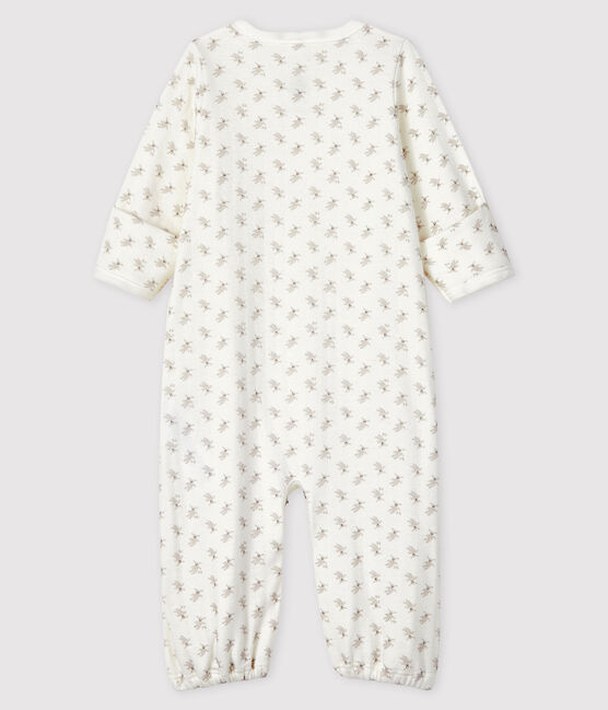 Combisac bébé imprimé lapins en coton biologique blanc MARSHMALLOW/blanc MULTICO