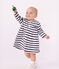 Robe b&eacute;b&eacute; en coton manches longues &agrave; rayures marini&egrave;re blanc/bleu