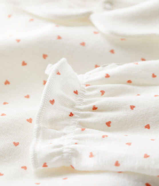 Dors-bien bébé petits cœurs en coton blanc MARSHMALLOW/ PAPAYE