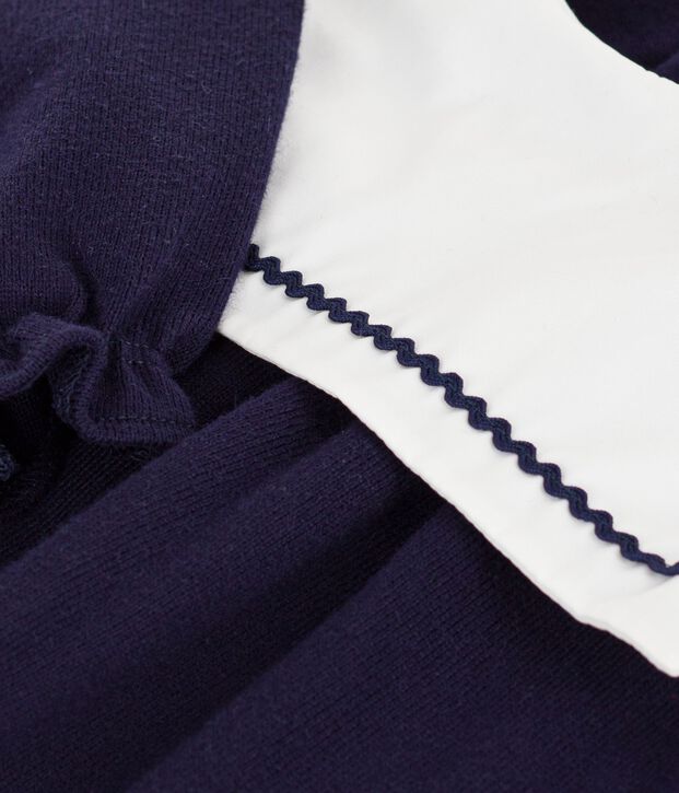 Combinaison courte b&eacute;b&eacute; en coton, &agrave; col esprit marin bleu marine