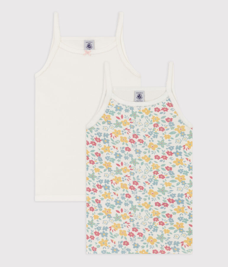 Lot de 2 chemises &agrave; bretelles fleurs en coton petite fille multicouleur