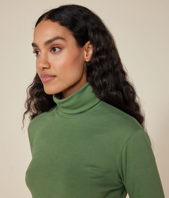 Tee-shirt l'Iconique Col roulé en coton femme vert PALMERAIE