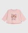 Tee-shirt bébé en coton à manches longues, motif chat rose JOLI