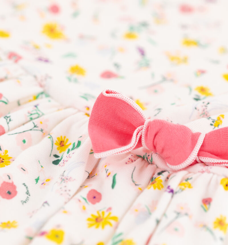 Robe manches courtes en coton enfant fille blanc MARSHMALLOW/blanc MULTICO