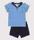 Ensemble bébé deux pièces en coton, t-shirt col vareuse