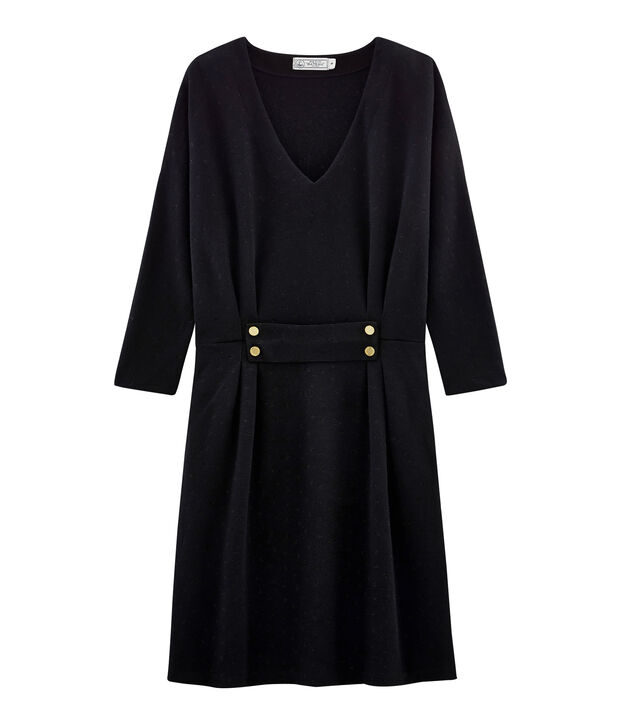 Robe ajust&eacute;e manches longues femme noir/noir