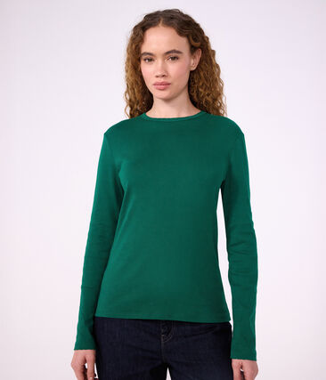 Tee-shirt femme finitions point cocotte en coton manches longues