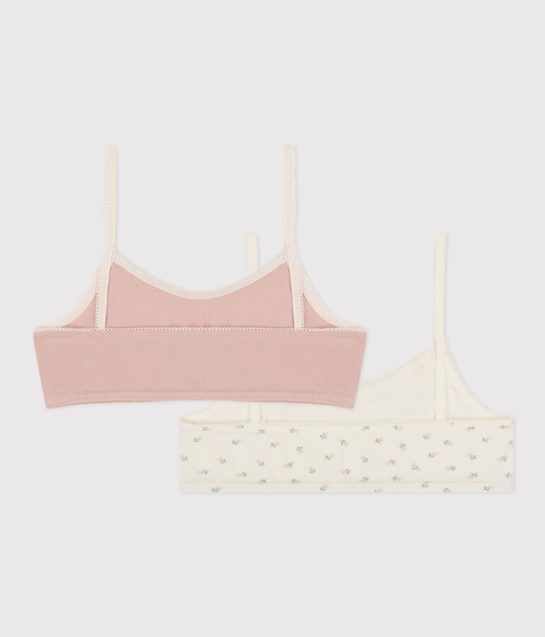Lot de 2 brassi&egrave;res fleurs en coton et &eacute;lasthanne petite fille multicouleur