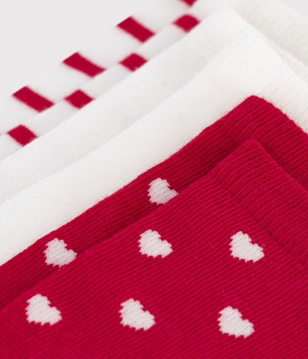 3 paires de chaussettes enfant en coton imprim&eacute; c&oelig;urs multicouleur