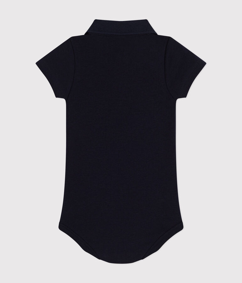 Body manches courtes b&eacute;b&eacute; col polo en coton bleu SMOKING