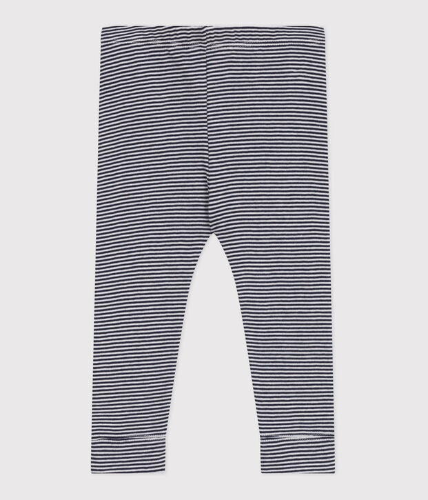 Legging b&eacute;b&eacute; en coton imprim&eacute; milleraies bleu/blanc