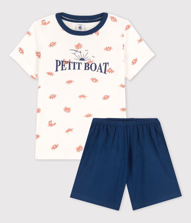 Pyjacourt crabes petit gar&ccedil;on en coton blanc/multicouleur