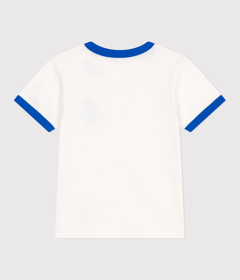 Teeshirt enfant en coton manches courtes imprim&eacute; blanc