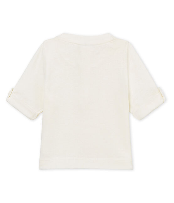 Tee-shirt manches longues bébé garçon en coton lin blanc MARSHMALLOW