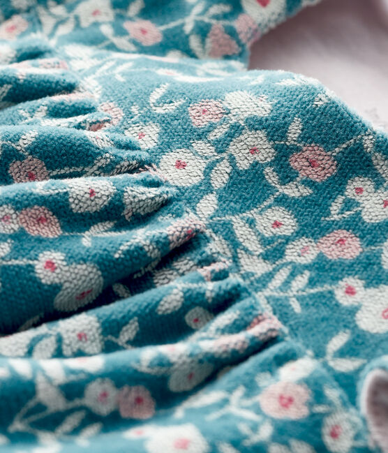 Robe manches longues fleurie bébé fille en velours MOZAIK/écru MULTICO