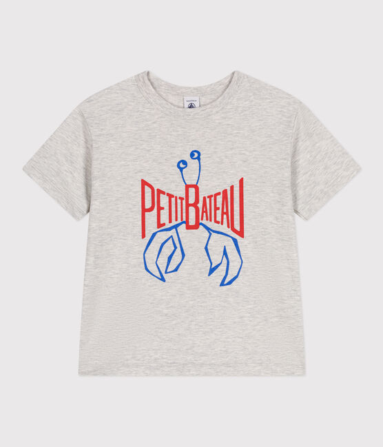 Teeshirt enfant en coton manches courtes imprimé gris BELUGA CHINE