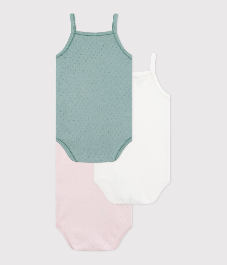 Lot de 3 bodies bretelles en coton uni b&eacute;b&eacute; variante 1