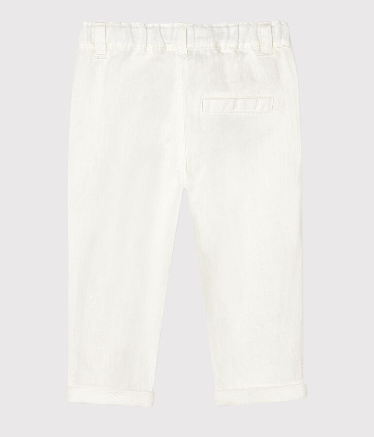 Pantalon en lin b&eacute;b&eacute; gar&ccedil;on blanc MARSHMALLOW