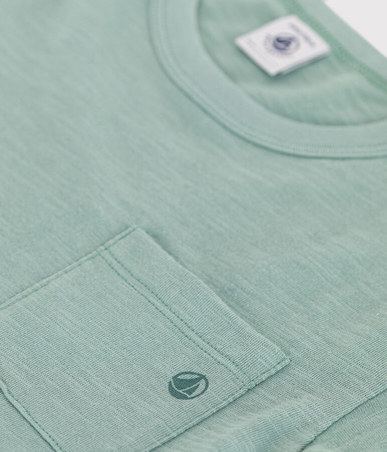 Teeshirt enfant en coton manches courtes uni vert PAUL