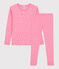 Pyjama snugfit à pois petite fille en coton rose PETAL/blanc ECUME