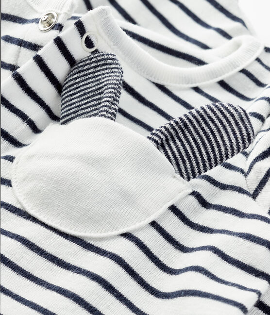 Combicourt bébé fille en côte blanc MARSHMALLOW/bleu SMOKING