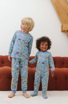 Pyjama Garçon Petit Bateau Christo Jr - En Côte 1x1 à Rayures Milleraies, Confortable Et Extensible