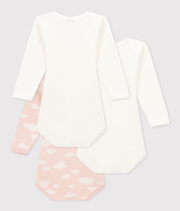 Lot de 3 bodies manches longues nuages b&eacute;b&eacute; en coton multicouleur
