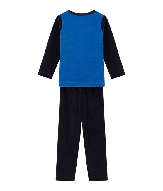 Pyjama garçon en velours à motif collège bleu SMOKING/bleu PERSE