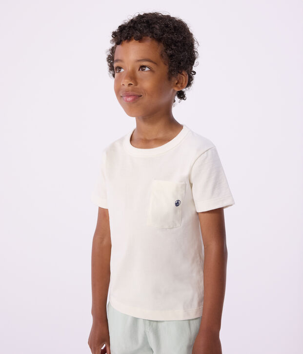 Tee-shirt manches courtes enfant gar&ccedil;on blanc